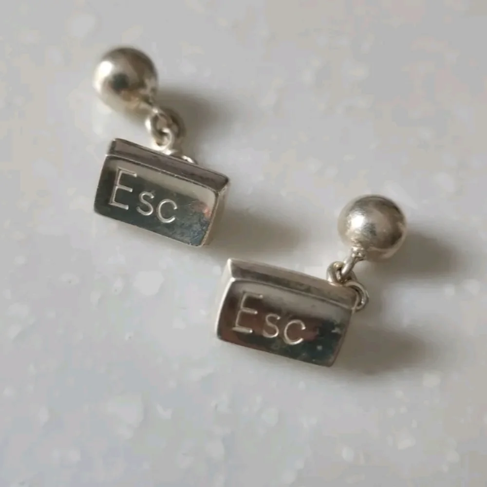 Vintage Silver Cufflinks Keyboard ESC with Edinburgh Caste Stamp , York.